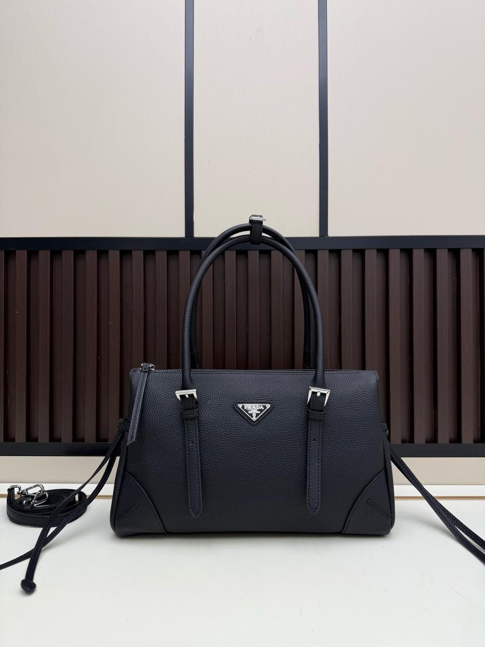 PRADA Bonnie Medium Antiqued Leather Tote Bag