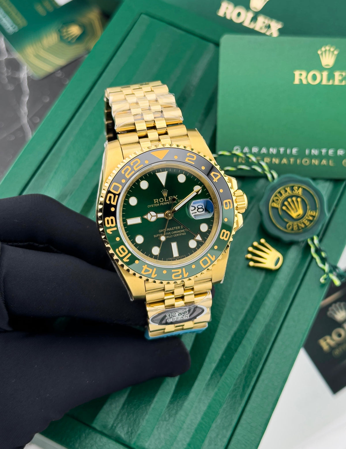 Rolex GMT-Master 40mm Yellow Gold with Green Dial Men's Watch